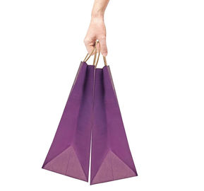 12 * 16 * 6 kundenspezifischer Kraftpapier-Zoll Papiertüte-, purpurrote Papiertüten mit Griffen fournisseur