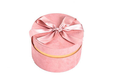 Rundes Funkeln-Samt-Schmuckkästchen, Veloursleder-Geschenkbox, die Logo mit Spitzenband stempelt fournisseur