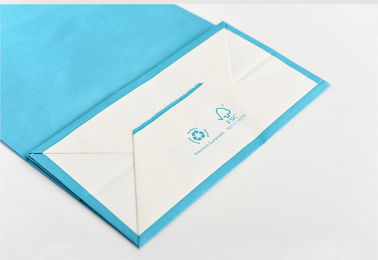 Blaue Farbe druckte Kraftpapier-Papiertüten Customzied-Logo mit verdrehtem Papiergriff fournisseur