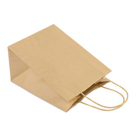 Flache Unterseiten-personifizierte Brown-Papiertüten mit Papierkordel-Griff fournisseur