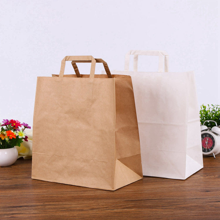 Gewohnheit Druck-Kraftpapier-Papiertüte-umweltfreundliches flaches Handseil fournisseur
