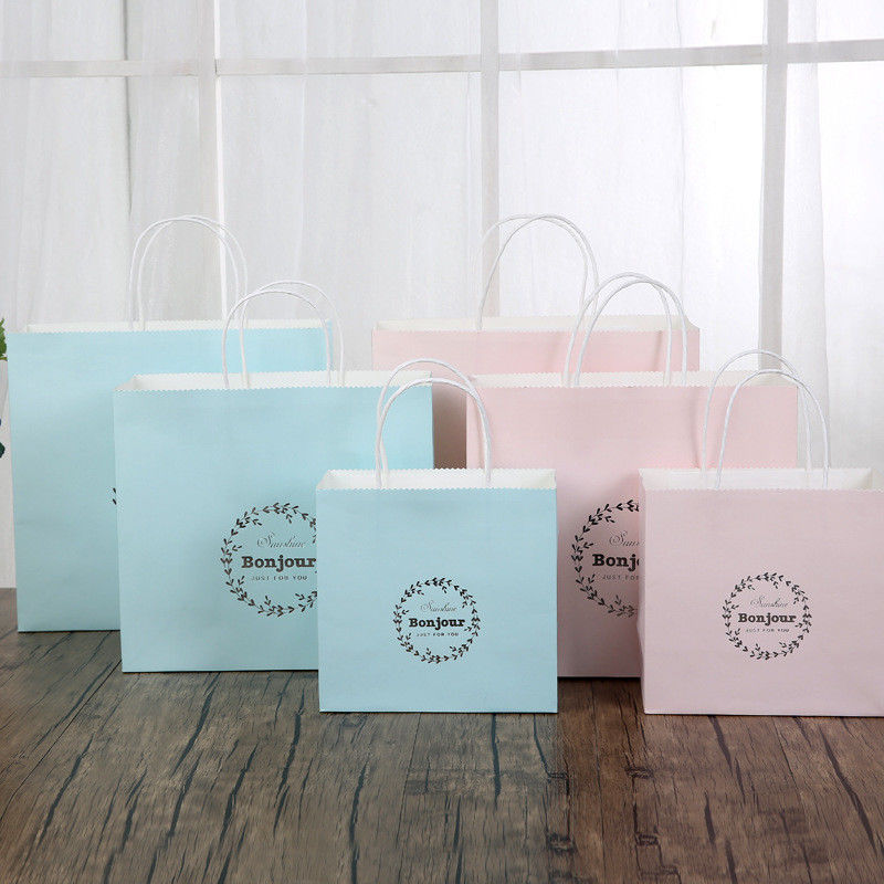 Hellblau/Rosa personifizierte PapierKraftpapier-Material der geschenk-Taschen-150gsm fournisseur