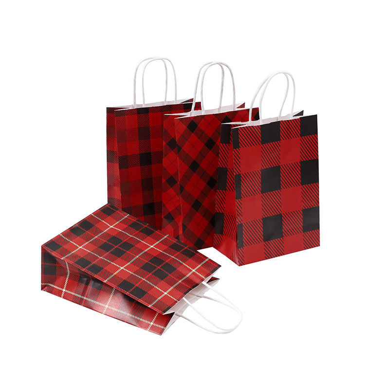 Schachbrettmuster-sackt Gewohnheit Druckfördermaschinen-Taschen, Brown-Papier-Geschenk Größe 16 x 8 x 22 cm ein fournisseur